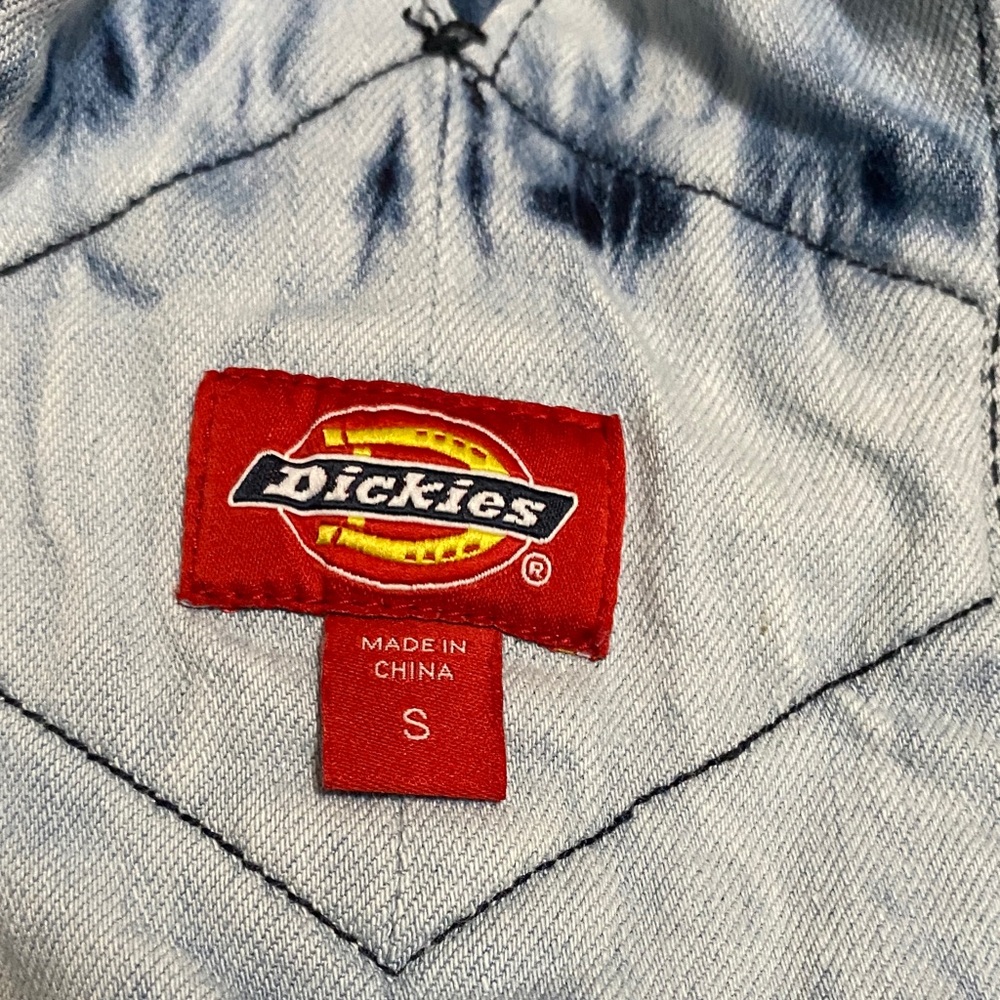 Dickies Blue and White Tie-Dye Denim Short Overalls - Picture 7 of 8